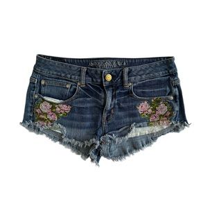 AE Embroidered Denim Shorts